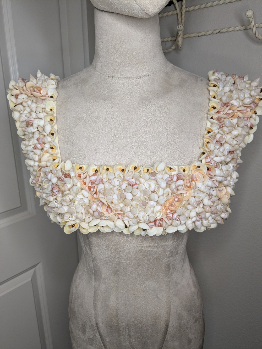 Vintage Hawaiian Sea Shell Bib Top Handmade Luau Polynesian Regalia